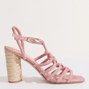 Veronica Beard Bala Jute Suede Strappy Sandal Pink Women's Sz 8 382